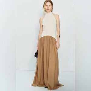 SOLID & STRIPED Cream and Tan Maxi Dress